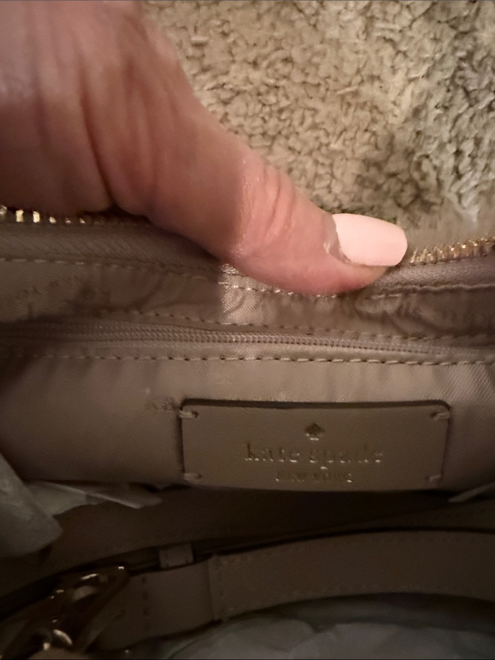 Kate spade Faux Fur Shoulder Bag in Taupe - Soft Plush Women’s Bag - Picture 7 of 7
